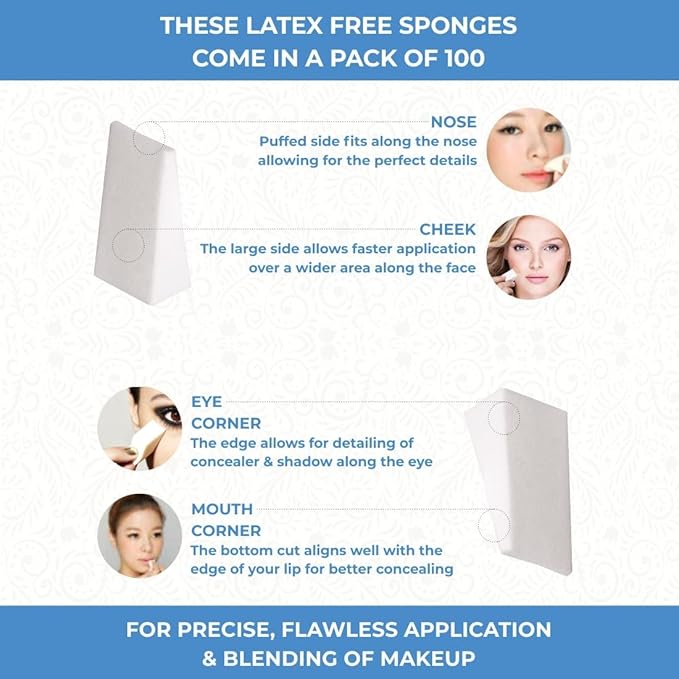 ForPro Professional Collection Beauty Wedges, Latex Free Foam Sponges, Makeup Blenders for Powder and Liquid Makeup, 100-Count (Pack of 3)