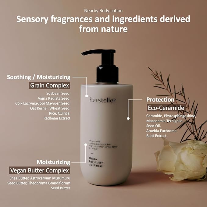 Hersteller Nearby Desert Wood Vegan Body Lotion 10.1 fl oz - Zero-Irritation Eco-Ceramide Formula with 100% Recyclable Packaging, Non-Sticky Moisturizing