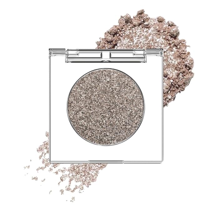 Glitter Shimmer Sparkle Eye Shadow Palette Makeup for Women, Shimmer Gray Brown Glitter Metallic Holographic Iridescent Cream Iridescent Single Monochrome Eyeshadow Makeup