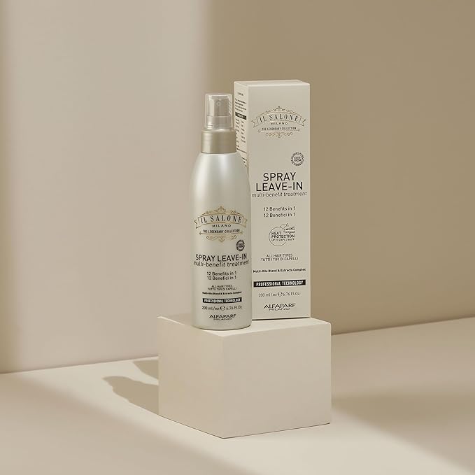 Il Salone Milano Professional 12-In-1 Leave In Hair Treatment - Heat Protectant + Detangling Spray with Frizz Control - Repairs Hair Breakage with Olive & Almond Oil (200 ml)