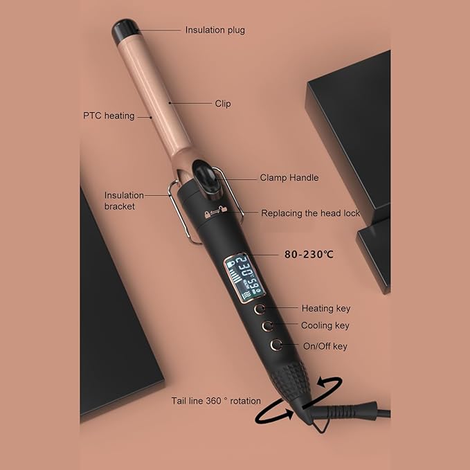 5 in 1 Curling Iron Set with 3 Barrel Hair Crimper, Curling Comb, and 3 Interchangeable Ceramic Curling Wand, Fast Heating Hair Curler, Adjustable Temp Settings