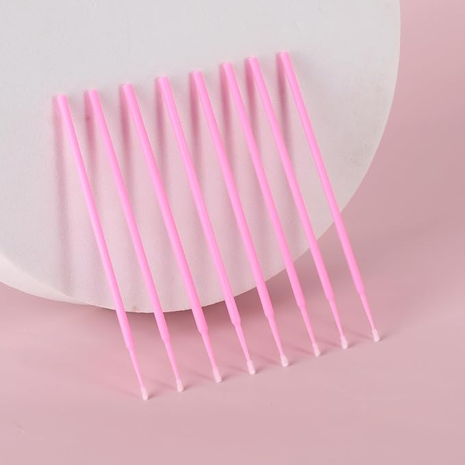 Tbestmax 1200 Pcs Micro Applicator Brush, Micro Swabs, Disposable Eye Lashes Mascara Wands for Eyelash Extension(Pink)
