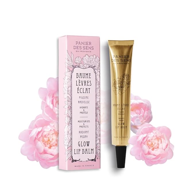Panier des Sens - Peony Lip Balm for Women - Lip Moisturizer - Shea butter & Sweet almond oil - Made in France Lip Care - 98% Natural Ingredients - Lip Balm Hydrating for Dry Lips - 0.5 Fl oz