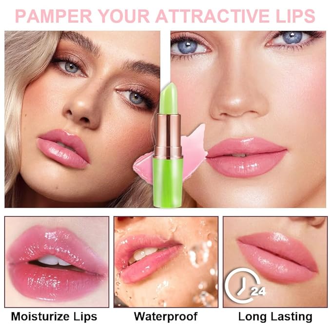 BINGBRUSH Avocado Color Changing Lipstick,Moisturizer Long Lasting Lip Care Magic Lip Gloss,Makeup Lipstick Set (2pcs Avocado Green, 2 Count (Pack of 1))
