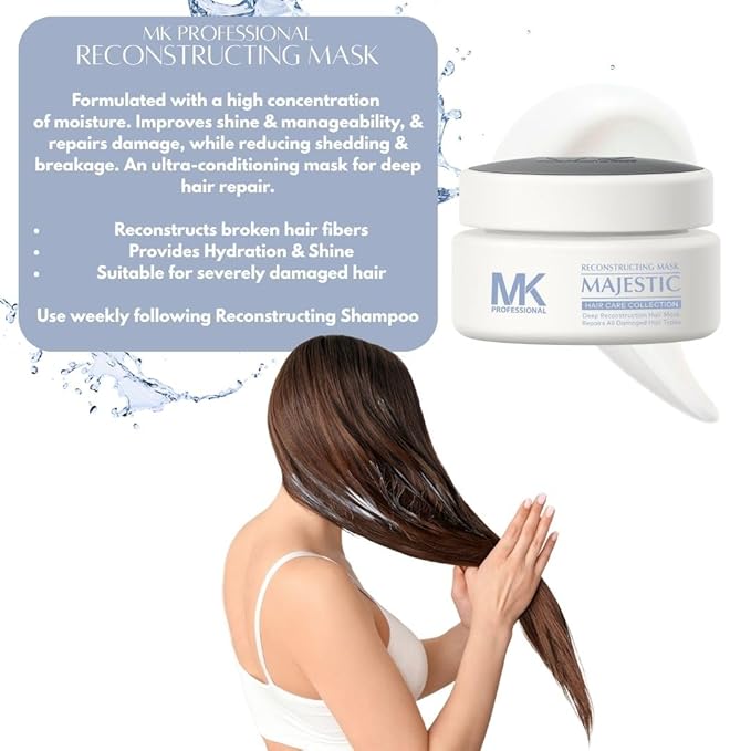 MK PROFESSIONAL Hair Mask for Dry Damaged Hair & Growth, Reconstructing Deep Conditioning Protein Mask, Provide Hydration & Shine, Prevent Future Breakage - 6.8 Fl Oz (200 ml)
