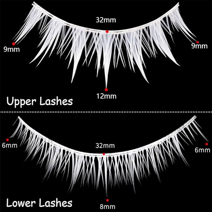 Eyelashes Halloween Cosplay Manga Anime Lashes Set - White False Eyelashes (WQ14-4 Pairs)