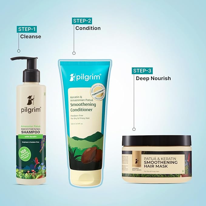 Pilgrim Patuá & Kertain Smoothening Conditioner | for Dry & Frizzy Hair | with Sacha Inchi | Nourishing Hair Conditioner for Soft & Smooth Hair | Silicon Free | 6.76 Fl Oz/200ml