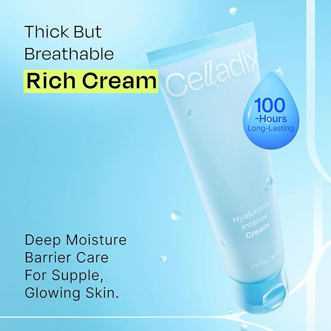 Celladix Hyaluronic Intense Cream – 95% Pure Hyaluronic Acid with Niacinamide & Panthenol – 100 Hours of Hydration, Barrier Strengthening Care for Smooth, Radiant Skin – Korean Skincare, 2.70 Fl Oz
