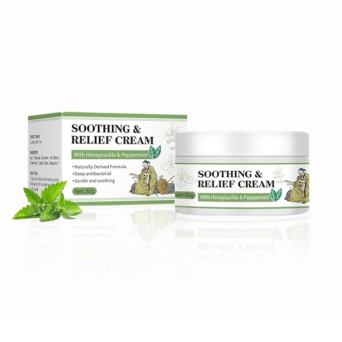 Soothing Relief Cream with Honeysuckle & Calendula, Cooling Anti Itch for Sensitive Skin,Moisturizing Cream for Various Parts of the Body, Fast-Absorbing & Non-Greasy Formula