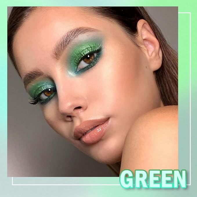 AMY'S DIARY Matte Shimmer Light Deep Green Eye Shadow Palette Makeup,Eyeshadow Long Lasting Waterproof Cruelty-Free, 9 Blendable Shades in Smooth Finishes with Gorgeous Pearls for Girls (Green)