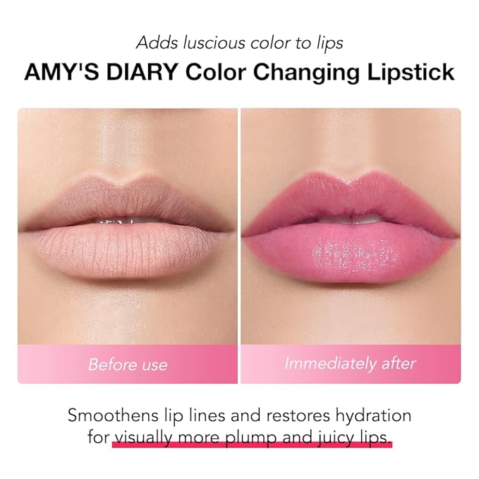 AMY'S DIARY Cherry lipstick Color Changing Lipstick PH Lipstick Lip Balm,Rich in Vitamin E for All-Day Moisture,Temperature Change Long Lasting Moisturizer Waterproof labiales (warm carrot)