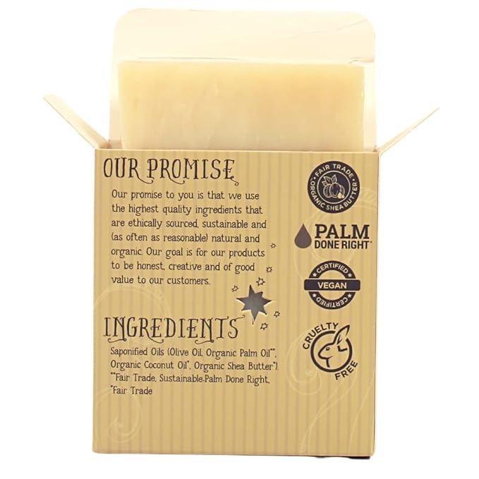 Organic Super Shea Bar Soap - Gentle Cleansing for Sensitive Skin, Unscented - 3 Pack