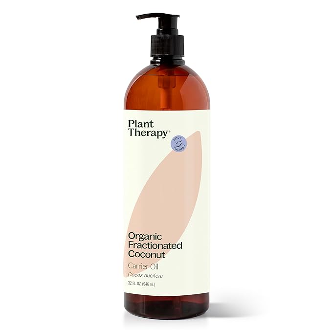 Plant Therapy Organic Fractionated Coconut Oil with Pump 32 oz, 100% Pure, USDA Certified, Liquid Coconut Oil for Essential Oils, Body Care, Massage, and Aromatherapy