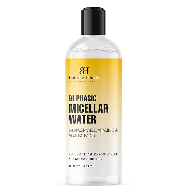 Botanic Hearth Bi|Phasic Micellar Water 16 Fl Oz | Gently Cleanses, Makeup Remover With Dual|Phase Formula, Suitable For All Skin Types