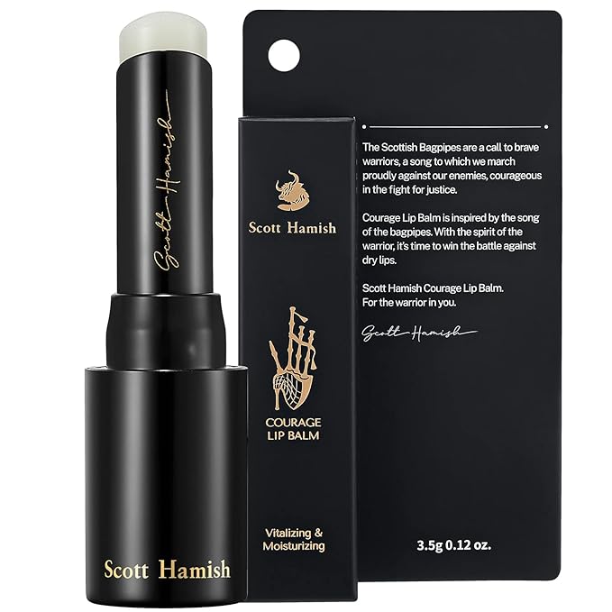 Scott Hamish Courage Lip Balm – Hydrating Lip Balm for Men - Shea Butter & Cica to Moisturize & Soothe Dry, Chapped Lips – Anti Aging Lip Moisturizer and Improve Softness of Lips, 0.12oz.