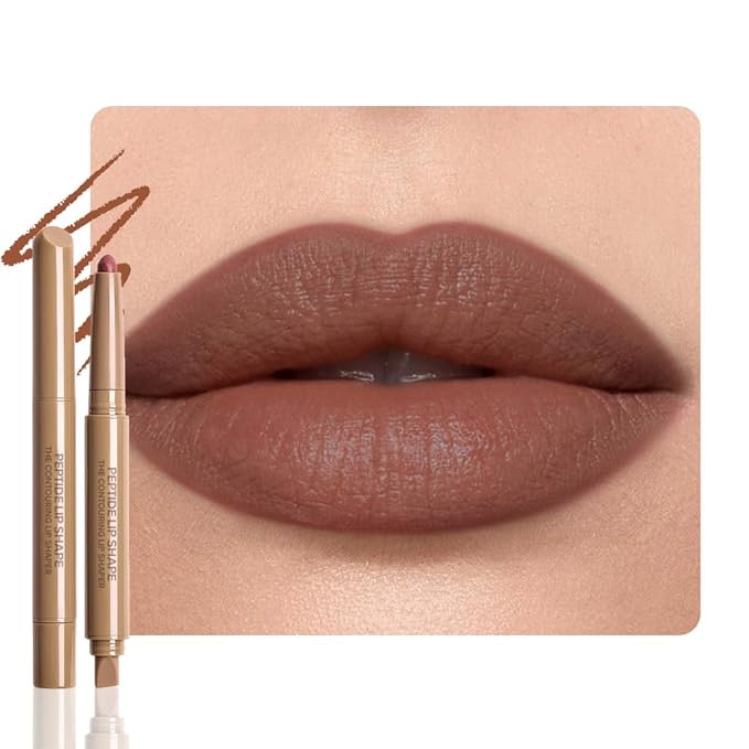 Plump Matte Crayon Lip Liner Pencil, Mocha Lip Liners Lipstick, Long-Lasting Waterproof Creamy Formula, With Silicone Smudger for Define Contours & Sculpting Lip, 0.75g/0.026oz