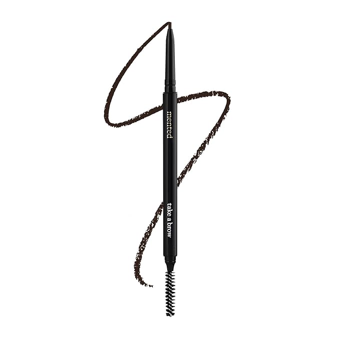 Waterproof Eyebrow Pen with Brush, Brow Pencil & Lash Spoolies for Eyelash Extensions, Eye Brow Pencils for Women, Eyelash Brush & Spoolie Combo, Eyebrow Makeup Tool Set, Take A Brow (Black Brown)