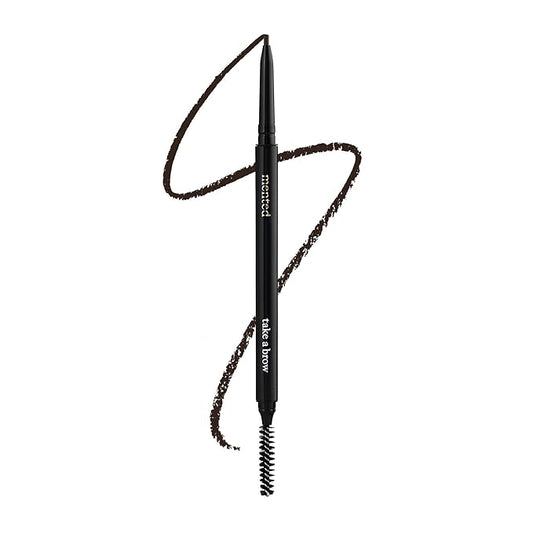 Waterproof Eyebrow Pen with Brush, Brow Pencil & Lash Spoolies for Eyelash Extensions, Eye Brow Pencils for Women, Eyelash Brush & Spoolie Combo, Eyebrow Makeup Tool Set, Take A Brow (Black Brown)
