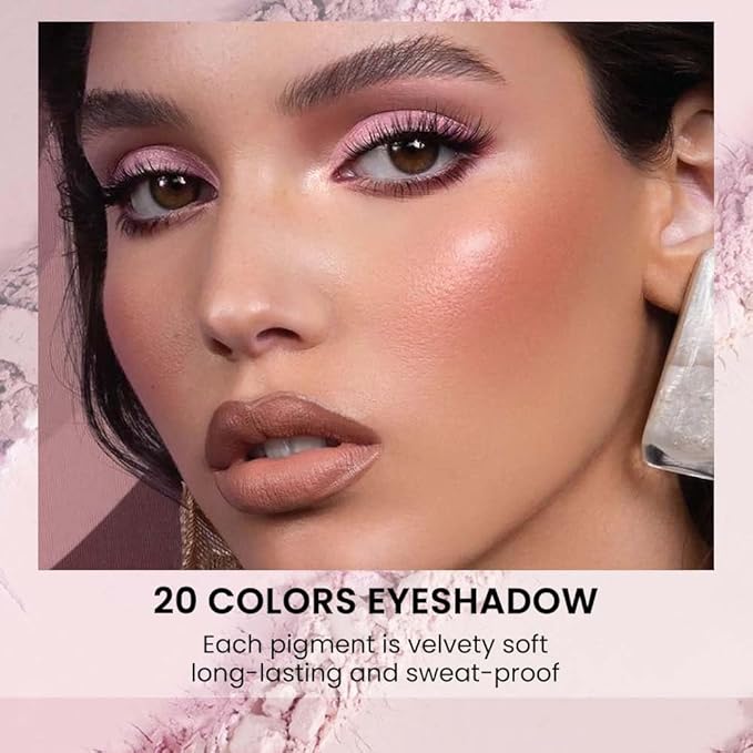 20 Nude Brown Pink Matte Shimmer Eyeshadow Palette for Eye Makeup,High Pigmented Beige Purple Tan Eye Shadow Primers Powder Palet de sombras de ojos (04# Light Lavender)