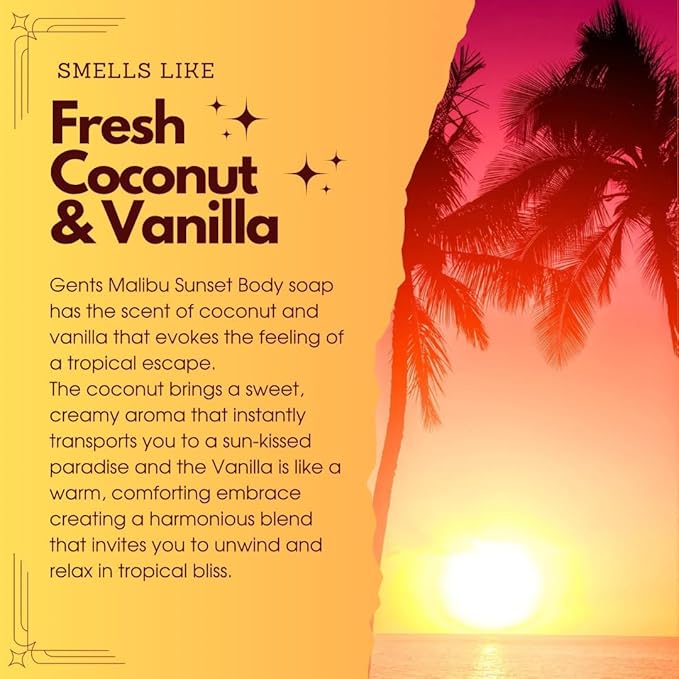 Gents Variety Men's Body Soaps - Moisturizing Bar Soap for Men, Smell Fresh and Clean, Washing Hands & Body, All Skin Types for Bath and Shower (Royal Beehive & Malibu Sunset)