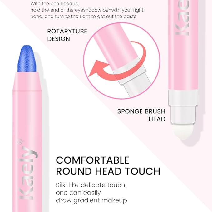 2-in-1 Cream Eyeshadow & Highlighter Stick, Waterproof Royal Blue Shimmer Eye Shadow Pencil for Women, Long-Lasting Pigmented Makeup, sombras para ojos 10