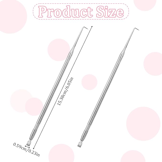 Eyelash Perm & Tint Rods, 2 Pack Stainless Steel Eyelash Separator Tool - Reusable Lash Lift Kit with Metal Lash Tools, Pointed Tips & Separating Comb, Perming Brush & Tinting Supplies