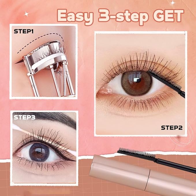 Lengthening and Curling Mascara, 2025 New Sweat-proof Volumizing Mascara for Dramatic Lashes, Mascara for All Day Wear, Smudge-resistant Eye Mascara for Oily Skin Busy Women (Black+Brown)