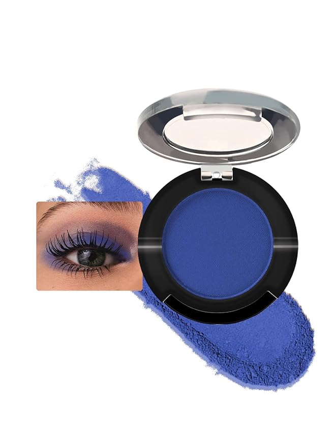 Single Matte Eyeshadow Palette, Blue Waterproof Long Lasting Eye Shadow for Older Women, Highly Pigmented Ultra-fine Smooth Eyeshadow Powder Makeup Gifts with Lightweight & Ultra-Blendable Formula-B14