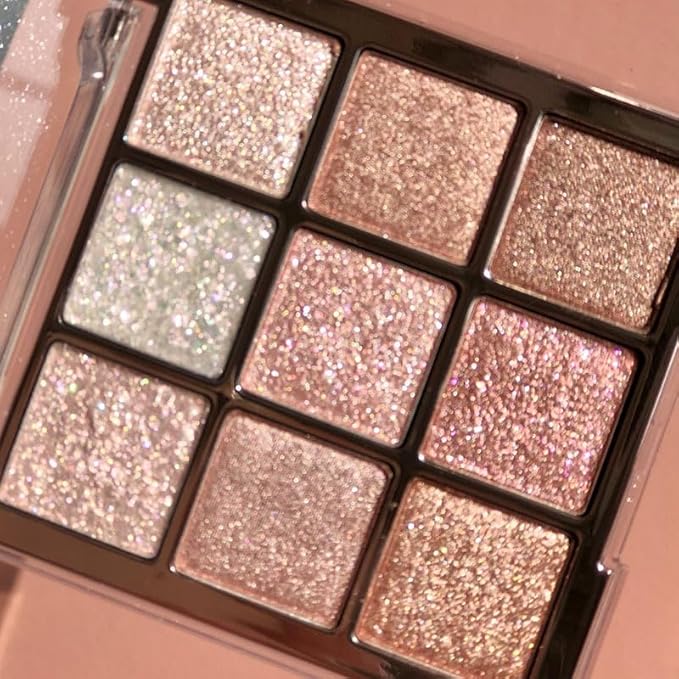 Kayswang 9 Colors Glitter Eyeshadow Makeup Palette, Eye Shadow Powder，Matte High Pigmented Colorful,Creamy Texture, Long LastingEyeshadow Powder Cosmetics,Natural Waterproof (09#)