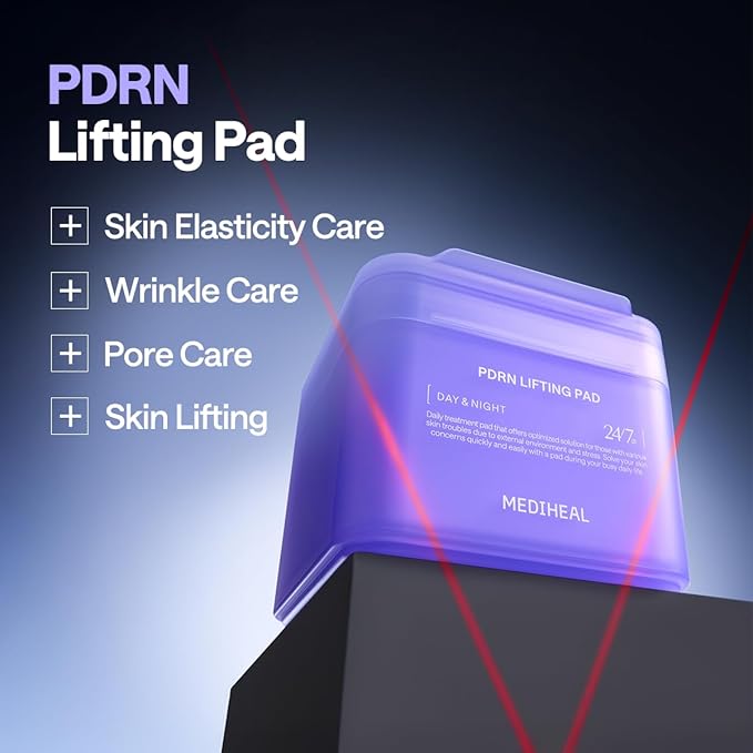 MEDIHEAL Toner Pads [PDRN] - Stretchable Lifting Pads with Squalane and Glutathione for Total Skin Care - Plant Based Rose PDRN - Wrinkle & Pore Care - Vegan Stretchable Lifting Fabric (100 Count)