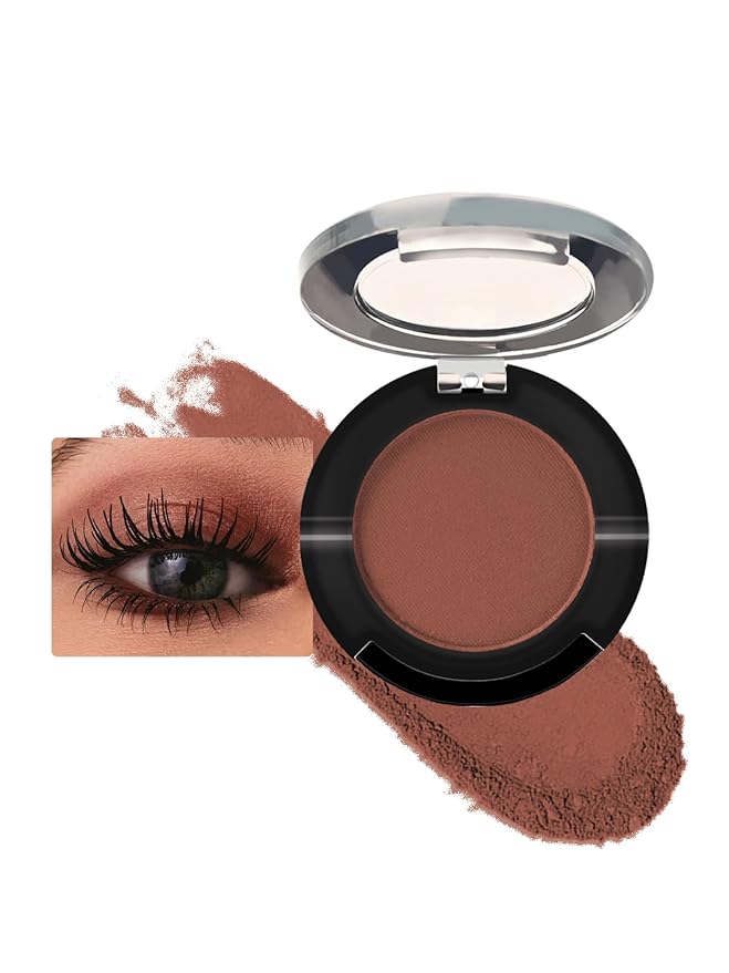 Single Matte Eyeshadow Palette, Red Brown Waterproof Long Lasting Eye Shadow for Older Women, Highly Pigmented Ultra-fine Smooth Eyeshadow Powder Makeup with Lightweight & Ultra-Blendable Formula-B13