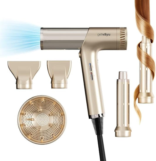Hypersonic Hair Dryer | 110,000 RPM High-Speed Ionic Blow Dryer with 500 Million Negative Ions | No Heat Damage, Low Noise, 5 Attachments for All Hair Types