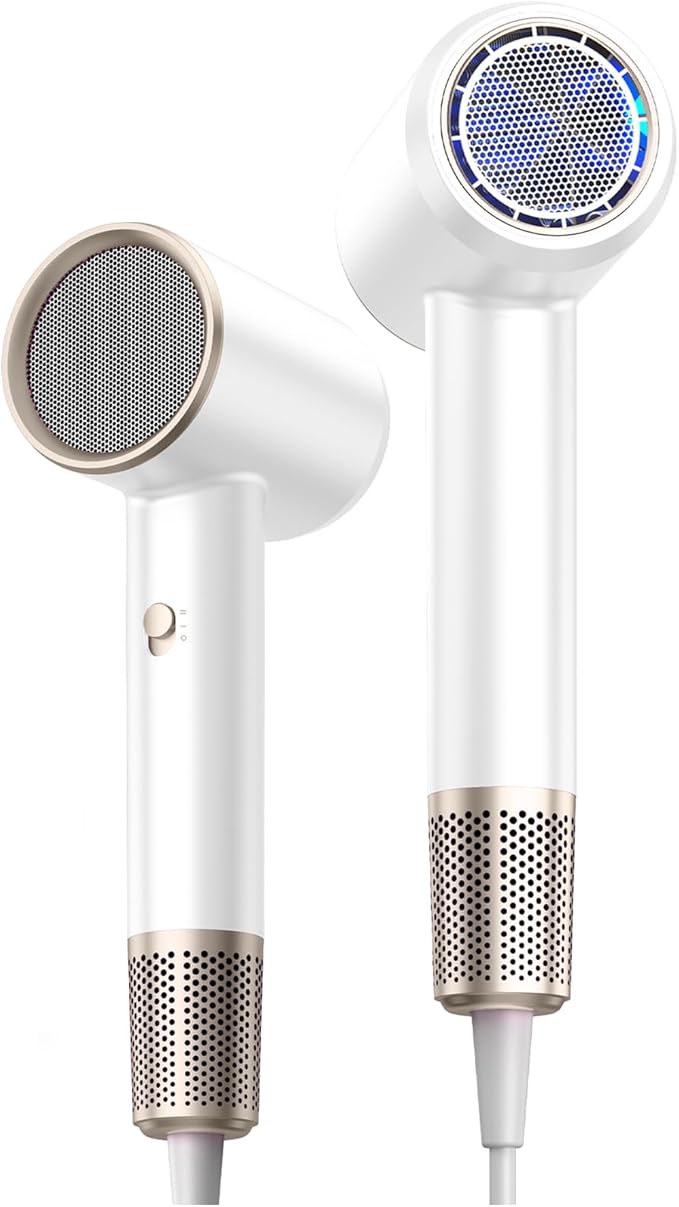 Hair Dryer Fast Dry 1200W Professional Ionic Hairdryer, Super Compact & Lightweight with Even Heat Anti-Static, Frizz-Control, Quick Drying, Energy Saving, Hairdryers for Women & Man (White)