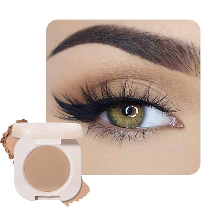 Ultra-Fine Pressed Pigment Single Eyeshadow – Lightweight, Highly Blendable Formula Smoky Taupe Eye Shadow, 12 Rich Matte/Shimmer Shades for Older Women Makeup (#06 Milk Tea)