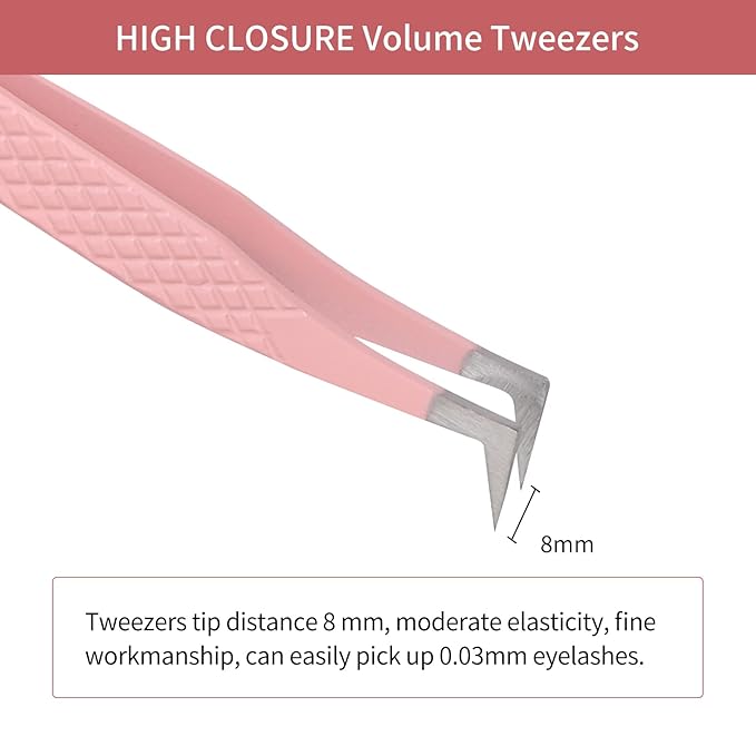 Lash Extension Tweezers Stainless Steel Volume Lash Tweezers Curved Precision Tweezers 90 Degree Angle Boot Great for Larger Fans Eyelash Extension Tweezers Professional
