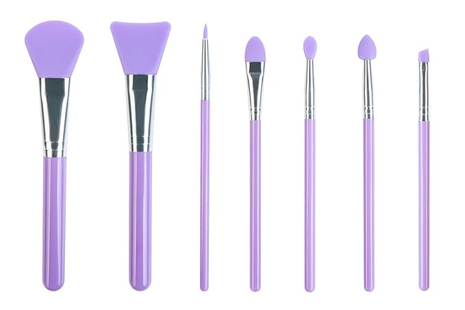 LORMAY 7 Pcs Silicone Brush Applicator Kit for UV Resin Epoxy Art Crafting and Cream Makeup Products (Purple)
