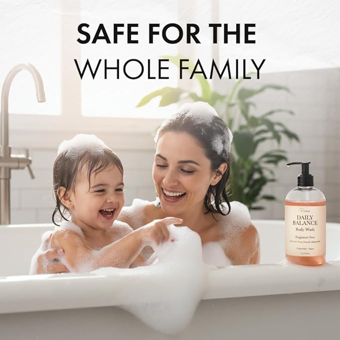 Daily Shower Gel Moisturizing Body Wash - Natural Fragnance Free Body Wash - Shower Gel For Dry & Sensitive Skin - Kids Soap - Organic, Vegan, Sulfate-Free - Bath Gel - Bath Soap with Oats