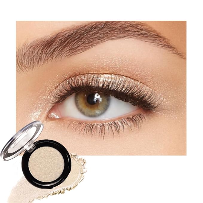 Monochrome Cream Glittle Eyeshadow Palette Makeup, High Pigment Natural Sombras Crema Para Ojos, Champagne Shimmer Single Shimmer Eye Shadow for Older Women, Talc, Paraben & Cruelty Free