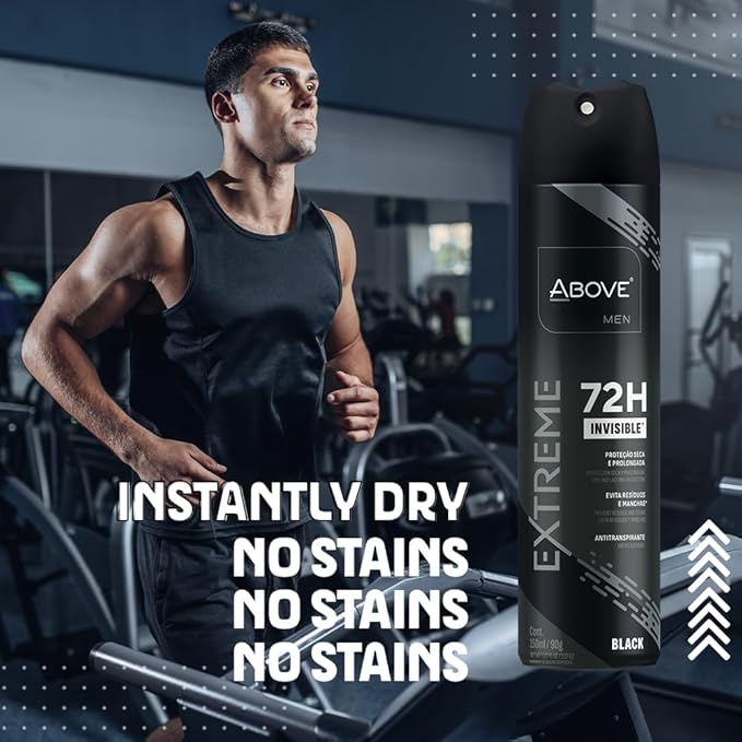 ABOVE Extreme Men Black - 72H Antiperspirant Spray Deodorant for Men 5.07 Fl Oz | Aluminum-Free | Fresh Mist, No Stain, No Alcohol, Long-Lasting Men's Deodorant Spray | Lavender and Oliban