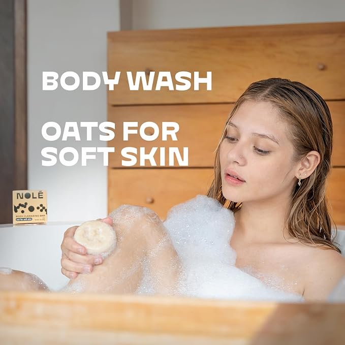 NOLE CARE Premium Oatmeal Body Wash Bar for Softer, Fresher Skin - Cleansing, Deep Hydration, Light Exfoliate, PH Balanced, With Sweet Almond Oil & Batana Oil - Compostable & Vegan, 3 oz