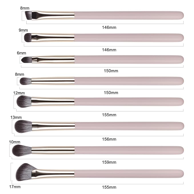 8Pcs Eye Makeup Brush Set, Professional Eyeshadow Makeup Brushes Under Eye with Synthetic Nose Contour Brush Angled Eyebrow Brushes for Liquid, Powder Blending Contouring Concealer Brows Eye shadows