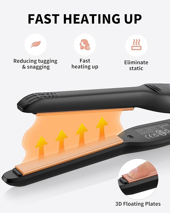 Small Flat Irons for Short Hair, 3/10'' Pencil Flat Iron, Pixie Cut and Bangs, Mini Hair Straightener with LED Display, Tiny Hair Straightener with Temperature Adjustable, Auto Shut Off