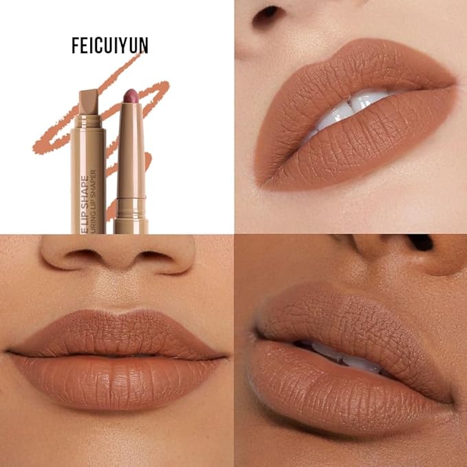 Plump Matte Crayon Lip Liner Pencil, Nude Lip Liners Lipstick, Long-Lasting Waterproof Creamy Formula, With Silicone Smudger for Define Contours & Sculpting Lip, 0.75g/0.026oz