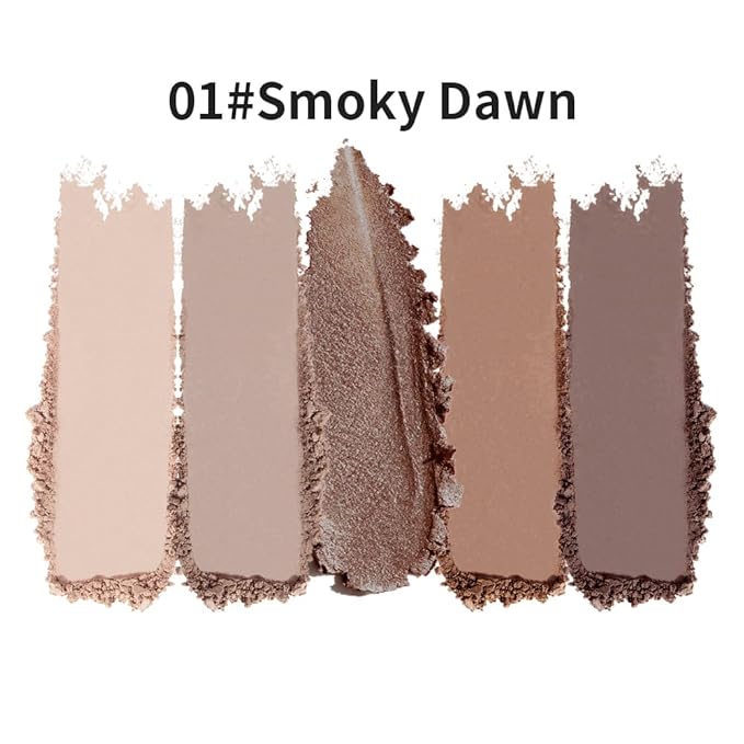 Eyeshadow Palette 5-Color with Pearlescent Shimmer Earth Tones, Buttery Putty Texture, Fine Glitter Duochrome Shades, Mist Matte Finish, Silky Smooth Brightening Eye Makeup for a Charming Look-1#