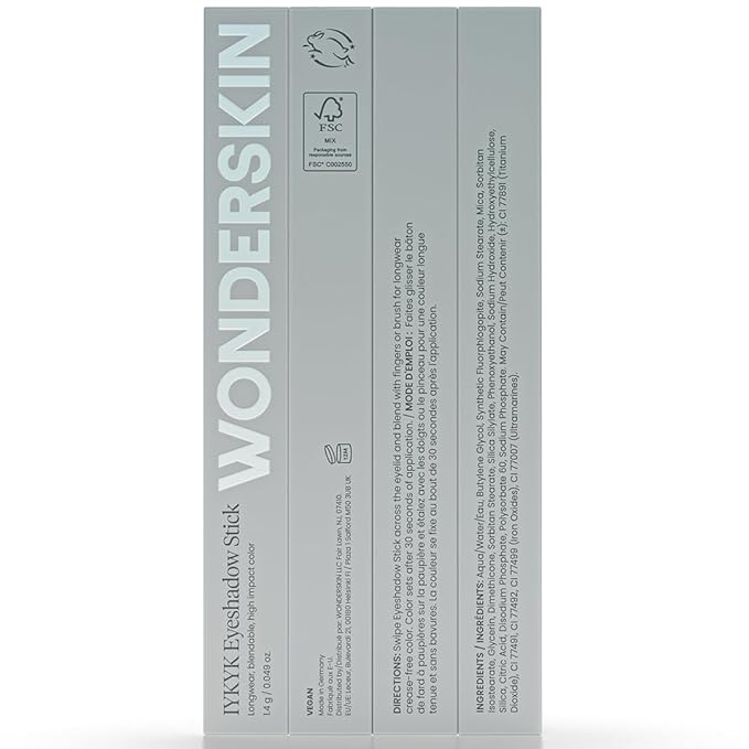 Wonderskin IYKYK Eyeshadow Stick - Longwear Eye Shadow Sticks, Budge-Proof and Waterproof Shimmer Eyeshadow Stick with Built-in Sharpener (Ash)