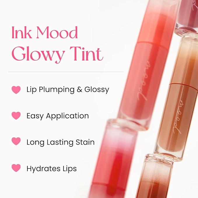 Peripera Ink Mood Glowy Tint, Lip-Plumping, Naturally Moisturizing, Lightweight, Glow-Boosting, Long-Lasting, Comfortable, Non-Sticky, Mask Friendly, No White Film (03 ROSE IN MIND)