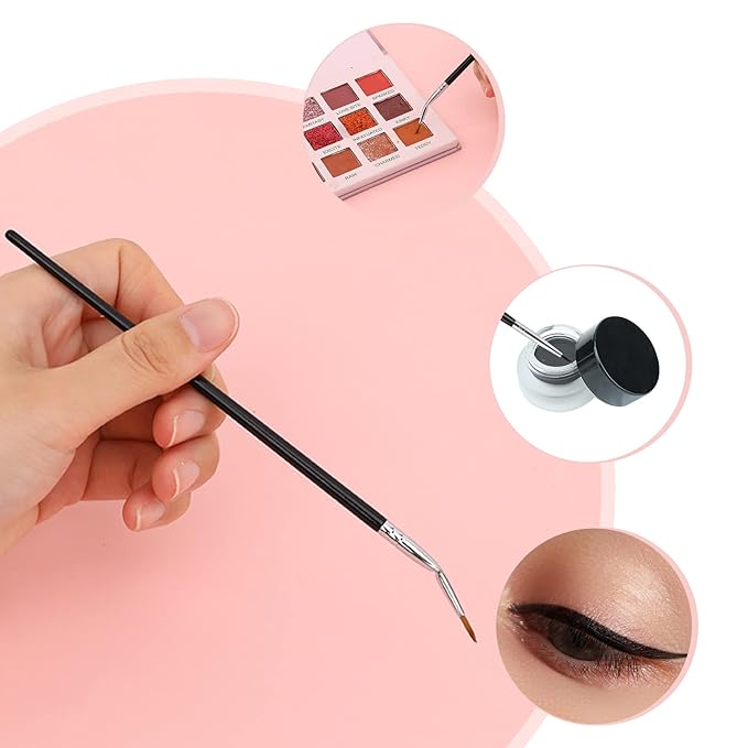 Professional Angled Eyeliner Brush Set, 6 Pcs Eye Makeup Brush Eyebrow Brush Tools Precision Eye Liner Brush Ultra Thin Eye Liner Slanted Flat Angle Eyeliner Brushes Synthetic Bristles