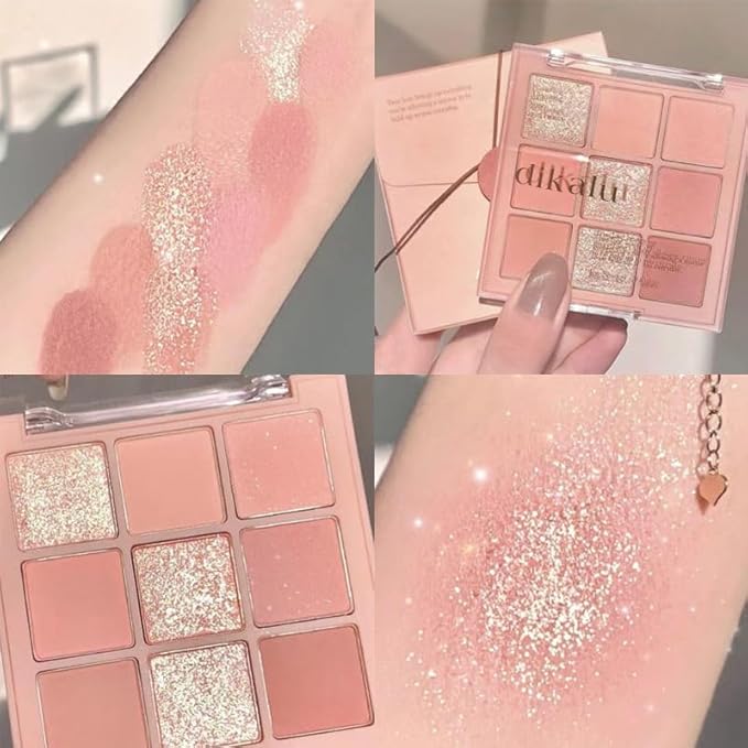 Kayswang 9 Colors Glitter Eyeshadow Makeup Palette, Eye Shadow Powder，Matte High Pigmented Colorful,Creamy Texture, Long LastingEyeshadow Powder Cosmetics,Natural Waterproof (02#)