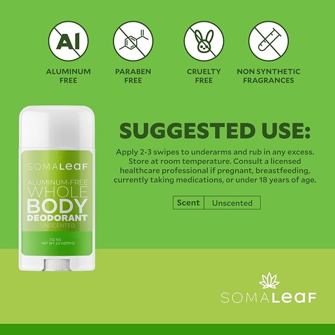 Full Body Deodorant Stick Features Naturally Sourced Ingredients,Aluminum-Free Deodorant Suitable for Both Men and Women | 72 Hours of Odor Defense, 2.5 oz