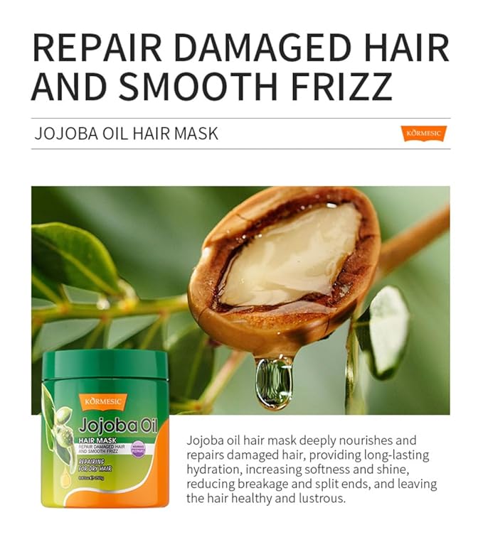 Jojoba Oil Moisturizing Hair Mask for Women, Deep Conditioning Gloss Hair Treatment for Repair Dry Damaged Hair, Hydrating Hair Mask for Frizzy Control